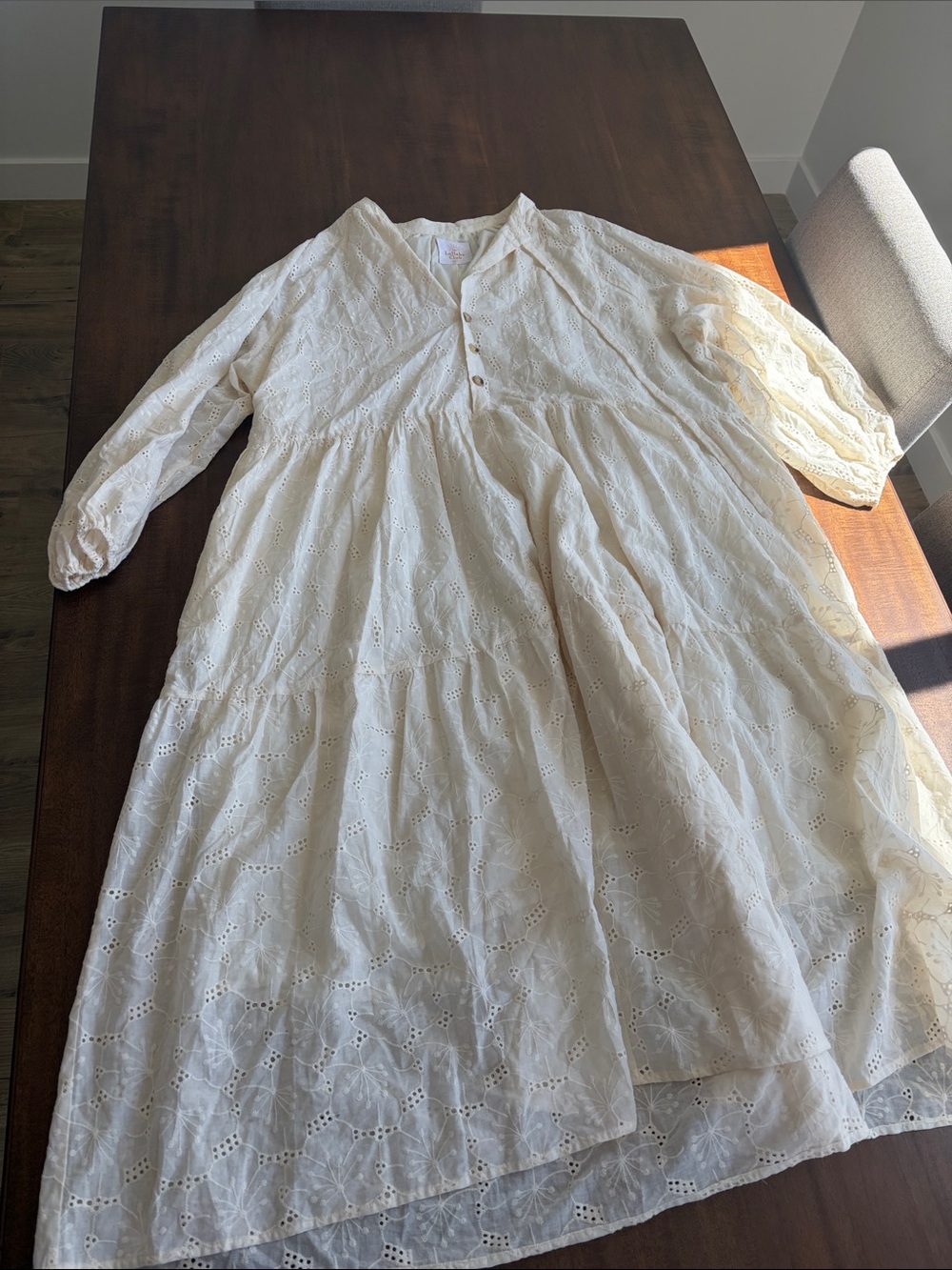 The Lullaby Club Cream Eyelet Tiered Women’s Oversized Dress